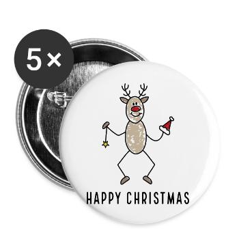 Happy Christmas - Buttons small 1''/25 mm (5-pack) - white - Front