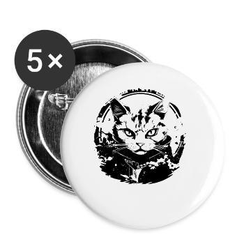 Cat Manga Look - Buttons small 1''/25 mm (5-pack) - white - Front