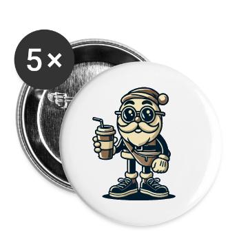 Snob Santa Claus Cool With Drink - Buttons small 1''/25 mm (5-pack) - white - Front