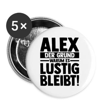 Alexander Alexandra Alexa Alex - Buttons klein 25 mm (5er Pack) - Weiß - Vorne