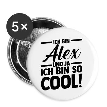 Alexander Alexandra Alexa Alex - Buttons klein 25 mm (5er Pack) - Weiß - Vorne