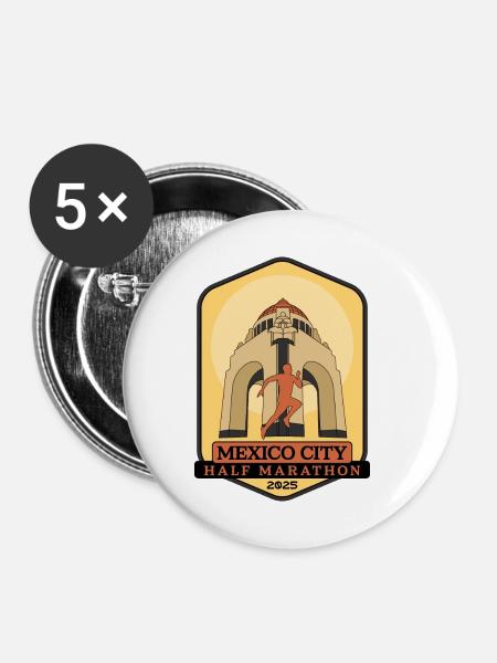 Mexico City - Halbmarathon – 2025 - Buttons klein 25 mm (5er Pack) - Weiß