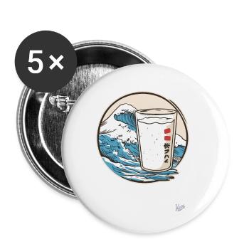 Japanese Sea Waves and Milk - Buttons small 1''/25 mm (5-pack) - white - Front