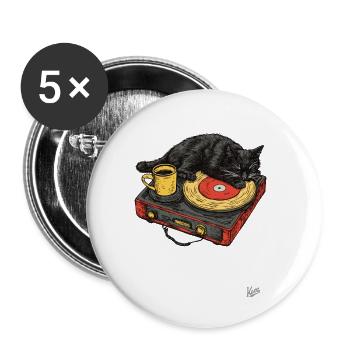 Musik, Kaffee und Katze - Buttons klein 25 mm (5er Pack) - Weiß - Vorne