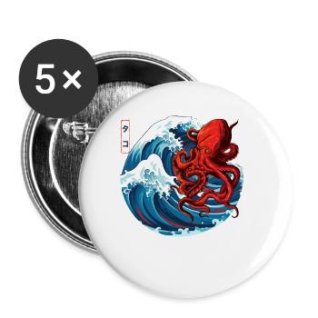 Oktopus Japanische Kunst Octopus Art Japonais - Lot de 5 petits badges (25 mm) - blanc - Devant