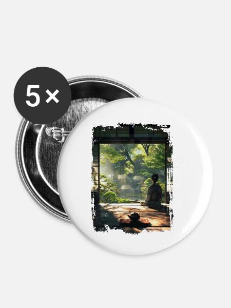 Japan - Buttons klein 25 mm (5er Pack) - Weiß