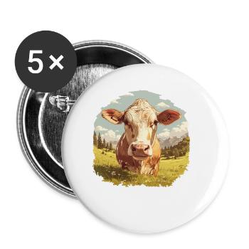Vaches Vache - Lot de 5 petits badges (25 mm) - blanc - Devant