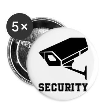 Caméra de surveillance - Lot de 5 petits badges (25 mm) - blanc - Devant