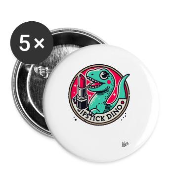 Lippenstift Dino - Buttons klein 25 mm (5er Pack) - Weiß - Vorne