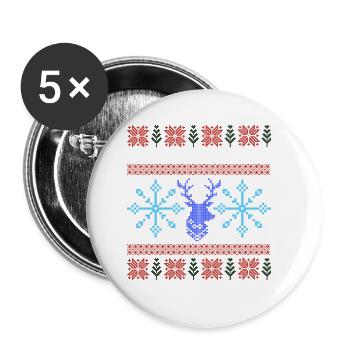 Pixel Christmas Pattern - Buttons small 1''/25 mm (5-pack) - white - Front
