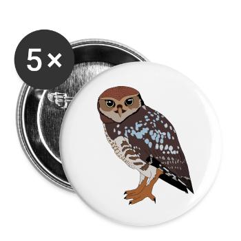 Eule - Buttons klein 25 mm (5er Pack) - Weiß - Vorne