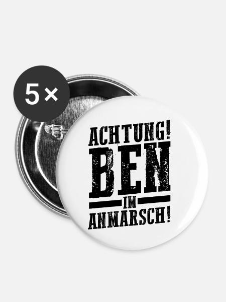 Vorname Ben - Buttons klein 25 mm (5er Pack) - Weiß