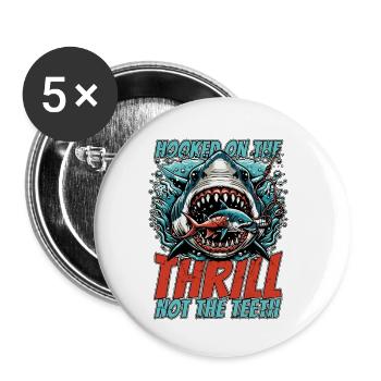 Shark Hunting Hooked On The Thrill Fossil Hunter - Buttons small 1''/25 mm (5-pack) - white - Front