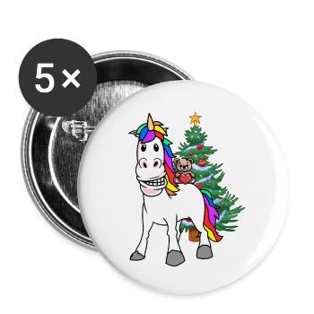Unicorn Christmas Christmas Teddy Child Kids - Buttons small 1''/25 mm (5-pack) - white - Front
