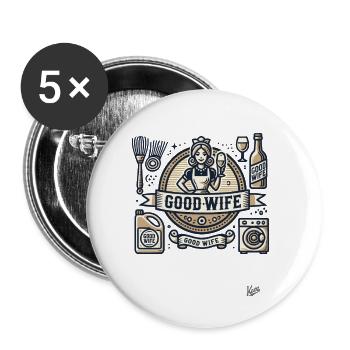 Ironic starter package: Budget for a good marriage - Buttons small 1''/25 mm (5-pack) - white - Front