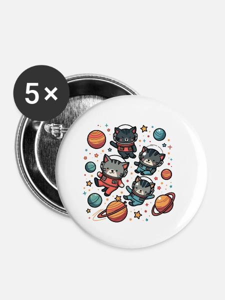 ASTROKATZEN - Buttons klein 25 mm (5er Pack) - Weiß