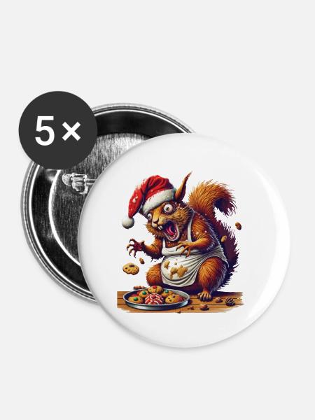 Weihnachtsstress Lustiges Mama Eichhörnchen - Buttons klein 25 mm (5er Pack) - Weiß