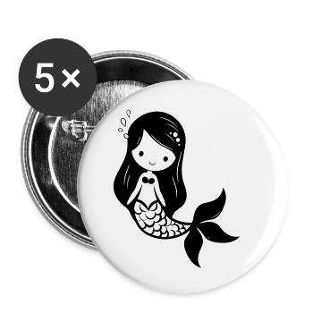 Meerjungfrau - Buttons klein 25 mm (5er Pack) - Weiß - Vorne