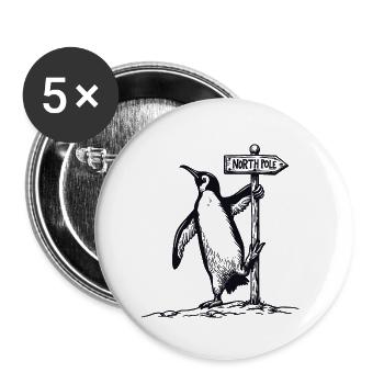 PINGUIN - Buttons klein 25 mm (5er Pack) - Weiß - Vorne