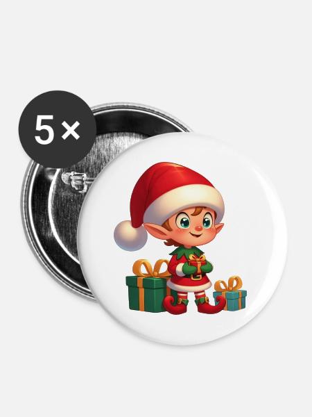 Elf 1 - Buttons klein 25 mm (5er Pack) - Weiß