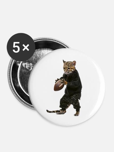 Ozelot Fußball - Buttons klein 25 mm (5er Pack) - Weiß
