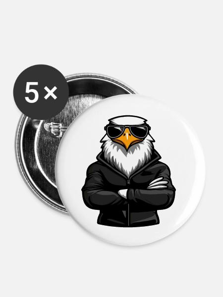 Adler Eagle Comic - Buttons klein 25 mm (5er Pack) - Weiß