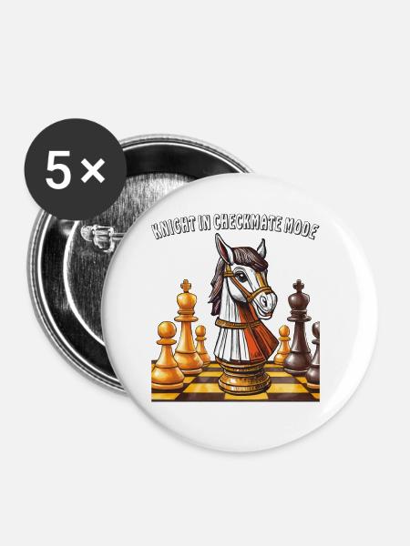 SCHACH KNIGHT IN CHECKMATE MODE - Buttons klein 25 mm (5er Pack) - Weiß
