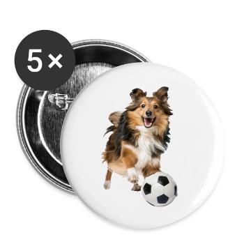 Chien de berger Shetland - Lot de 5 petits badges (25 mm) - blanc - Devant