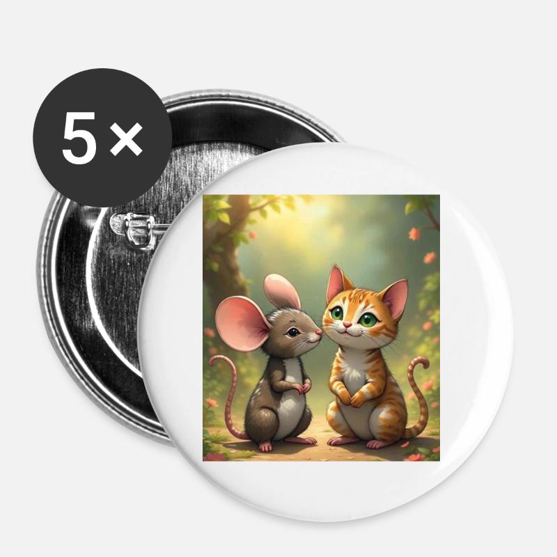 Didimaus69 / Catmouse 1 - Buttons klein 25 mm (5er Pack) - Weiß
