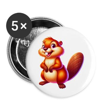 Beaver - Buttons small 1''/25 mm (5-pack) - white - Front