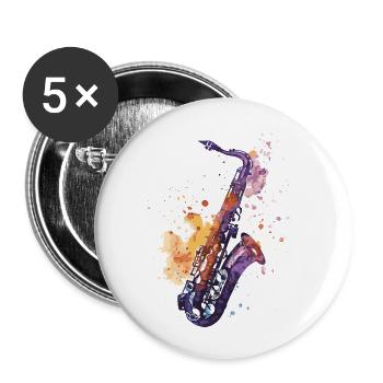 Saxophon - Buttons klein 25 mm (5er Pack) - Weiß - Vorne