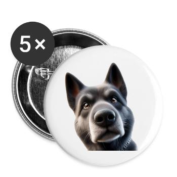 Hund Kopf 2 - Buttons klein 25 mm (5er Pack) - Weiß - Vorne