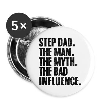 Beau-père L’homme Le mythe Beau-père drôle - Lot de 5 petits badges (25 mm) - blanc - Devant