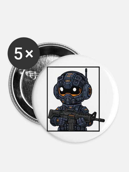 kleiner süsser futuristicher wächter - Buttons klein 25 mm (5er Pack) - Weiß