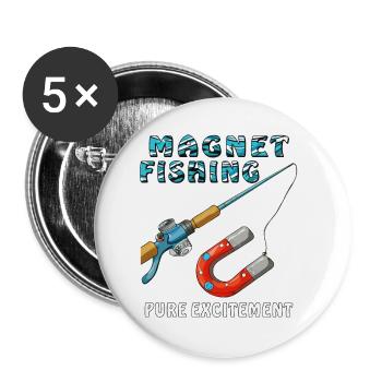 MAGNET FISHING PURE EXCITEMENT - Buttons small 1''/25 mm (5-pack) - white - Front