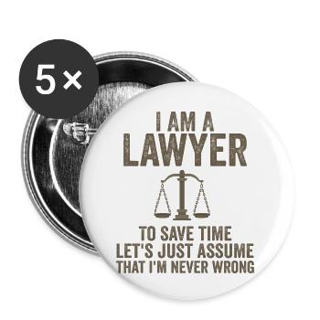 I Am A Lawyer - Buttons small 1''/25 mm (5-pack) - white - Front