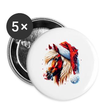 Original Polygone Art Haflinger Cheval Noël - Lot de 5 petits badges (25 mm) - blanc - Devant