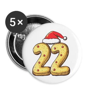 22 Number Christmas Cookie - Buttons small 1''/25 mm (5-pack) - white - Front