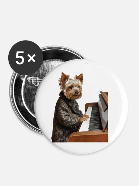 Yorkshire Terrier - Buttons klein 25 mm (5er Pack) - Weiß