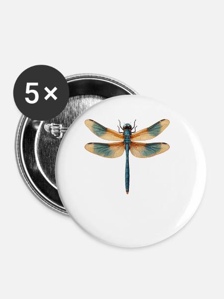 Libellen Libelle - Buttons klein 25 mm (5er Pack) - Weiß