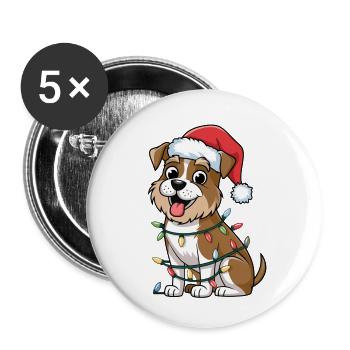 Norfolk Terrier Christmas Lights Xmas Dogs Gifts - Buttons small 1''/25 mm (5-pack) - white - Front