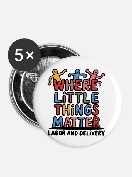 Pflege mit Herz und Leidenschaft - Buttons klein 25 mm (5er Pack) - Weiß