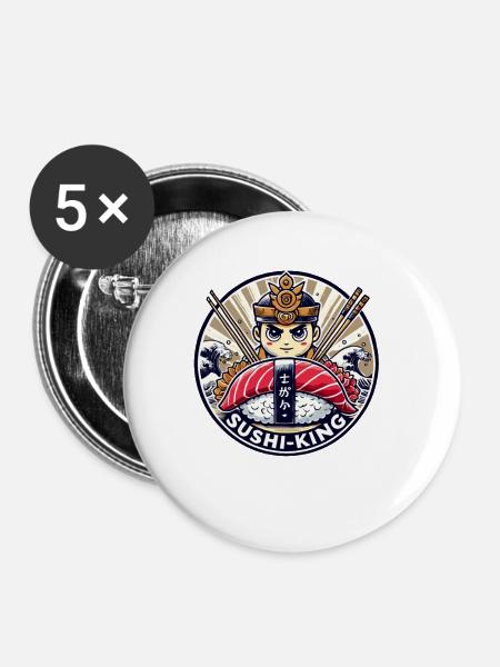 Der König des Sushi - Buttons klein 25 mm (5er Pack) - Weiß