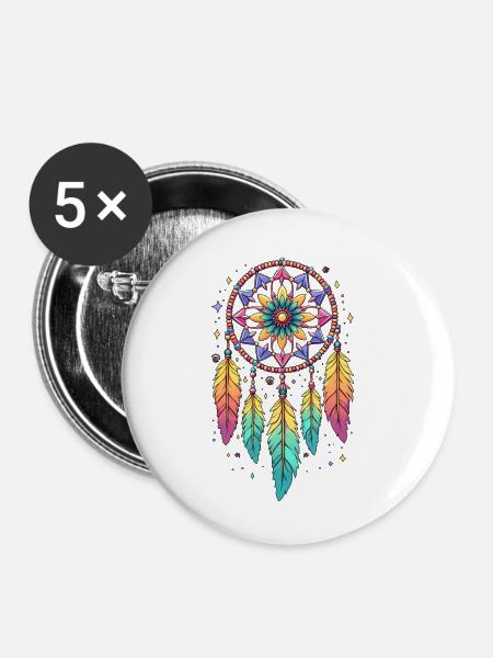 Boho Traumfänger - Buttons klein 25 mm (5er Pack) - Weiß