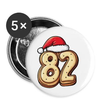Biscuit de Noël à 82 chiffres - Lot de 5 petits badges (25 mm) - blanc - Devant