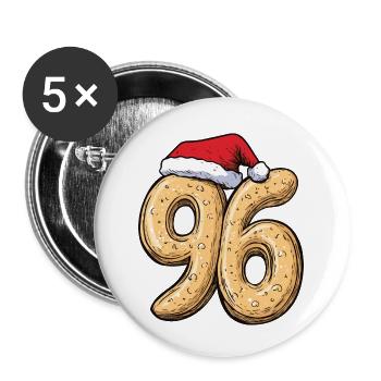 Biscuit de Noël à 96 chiffres - Lot de 5 petits badges (25 mm) - blanc - Devant