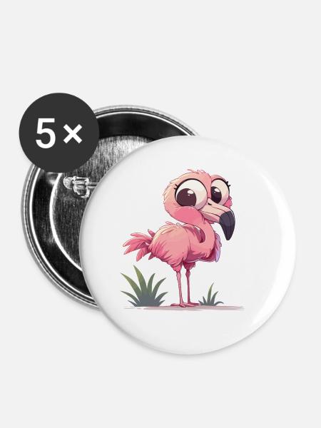 Flamingos Flamingo - Buttons klein 25 mm (5er Pack) - Weiß