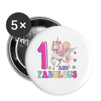 1 And Fabulous - Buttons small 1''/25 mm (5-pack) - white - Front