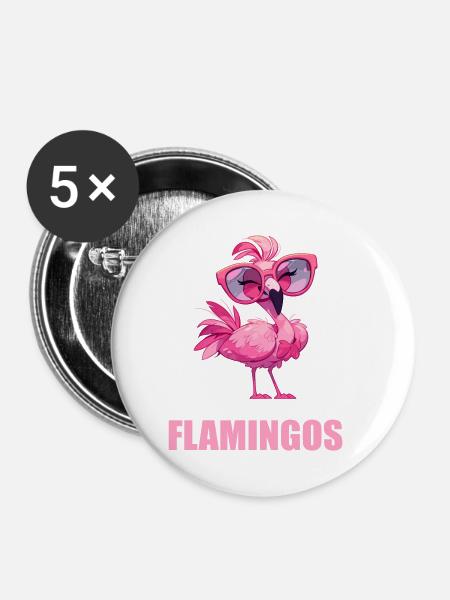 Flamingos Flamingo - Buttons klein 25 mm (5er Pack) - Weiß