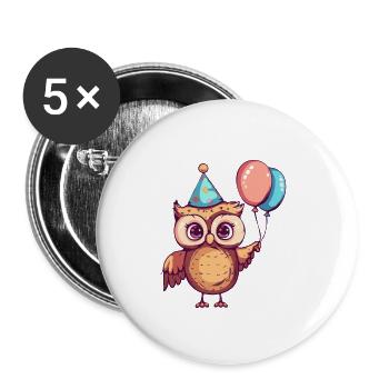 Eule Geburtstag Comic Niedlich - Buttons klein 25 mm (5er Pack) - Weiß - Vorne